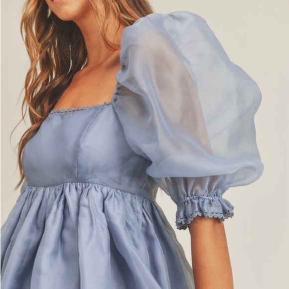 Tulle Puffy Babydoll Dress Blue - Picture 3 of 7